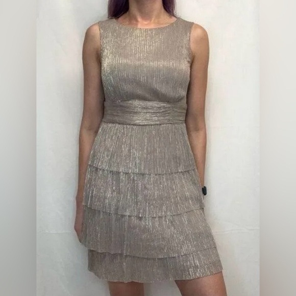 NWT Connected Apparel Size 14 Dusty Rose Tiered Sheath Cocktail Dress - Picture 16 of 17